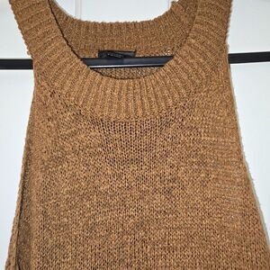Worthington Womens High Neck Sleeveless Pullover Sweater Brown Large